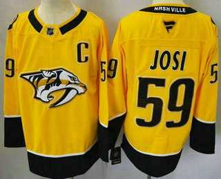 Men%27s Nashville Predators #59 Roman Josi Yellow Authentic Jersey->st.louis blues->NHL Jersey